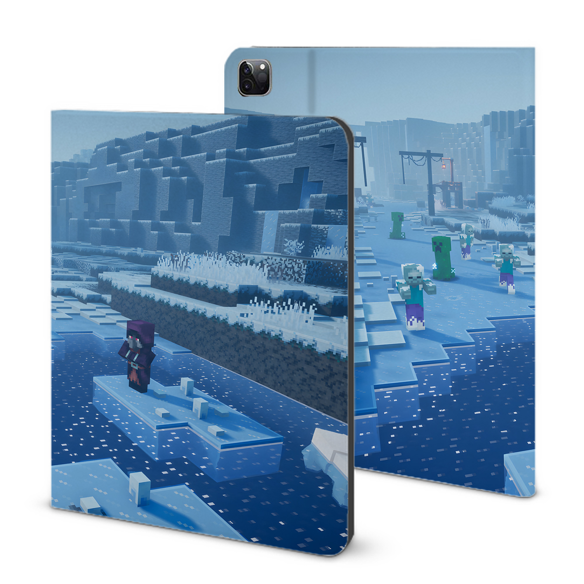 （画像用） マインクラフト ブロックの世界 Minecraft MC Block world IPad ケース ブック型 PUレザー TPU 耐衝撃 軽量 薄型 ペン収納なし 全面保護 IPad 各モデル対応